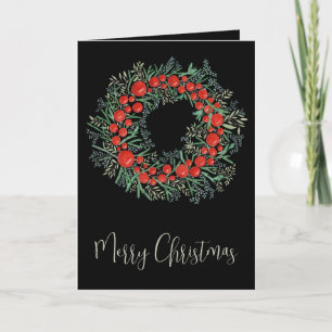 Cartão De Festividades Feliz Natal, aquarela
