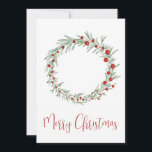 Cartão De Festividades Feliz Natal, aquarela<br><div class="desc">A coroa de Natal com coloração oca e bagas, pintada à mão com aquarela Faça sua correspondência de feriado se destacar das cartas tradicionais com esta faixa de natal pintada à mão com aquarela. Feliz Natal! Surpreenda os seus mais próximos e queridos amigos, colegas de trabalho, vizinhos ou até mesmo...</div>