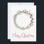 Cartão De Festividades Feliz Natal, aquarela<br><div class="desc">A coroa de Natal com coloração oca e bagas, pintada à mão com aquarela Faça sua correspondência de feriado se destacar das cartas tradicionais com esta faixa de natal pintada à mão com aquarela. Feliz Natal! Surpreenda os seus mais próximos e queridos amigos, colegas de trabalho, vizinhos ou até mesmo...</div>
