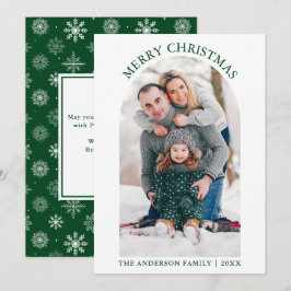 Cartão De Festividades Feliz Natal Arch Fotográfico Snowflakes Verde