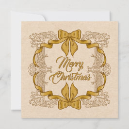 Cartão De Festividades Feliz Natal Arco Dourado Vintage