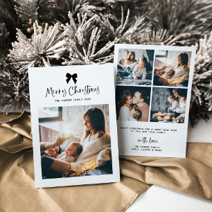Cartão De Festividades Feliz Natal   Arco preto e branco com foto