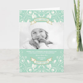 Cartão De Festividades Feliz Natal Art Nouveau Foto Floral Flourish