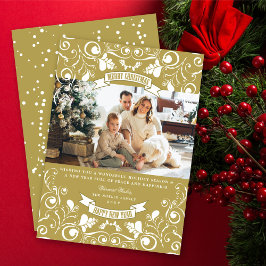 Cartão De Festividades Feliz Natal Art Nouveau Foto Floral Flourish