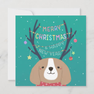 Cartão De Festividades Feliz Natal: Arte de Ilustração de Beagle