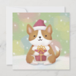 Cartão De Festividades Feliz Natal: Arte de Ilustração de Corgi