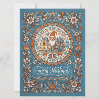 Cartão De Festividades Feliz Natal Arte Popular Papai Noel