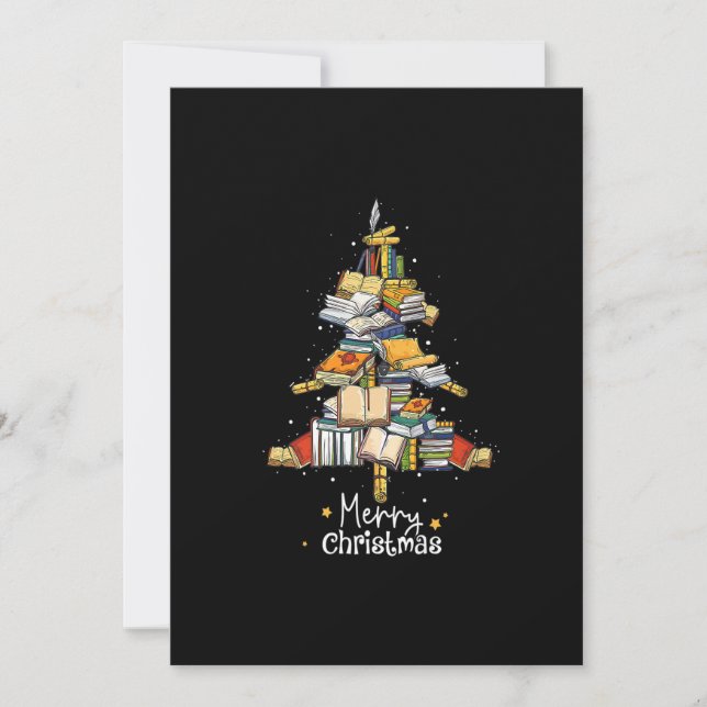 Cartão De Festividades Feliz Natal Árvore da Biblioteca Amante de Livros  (Frente)