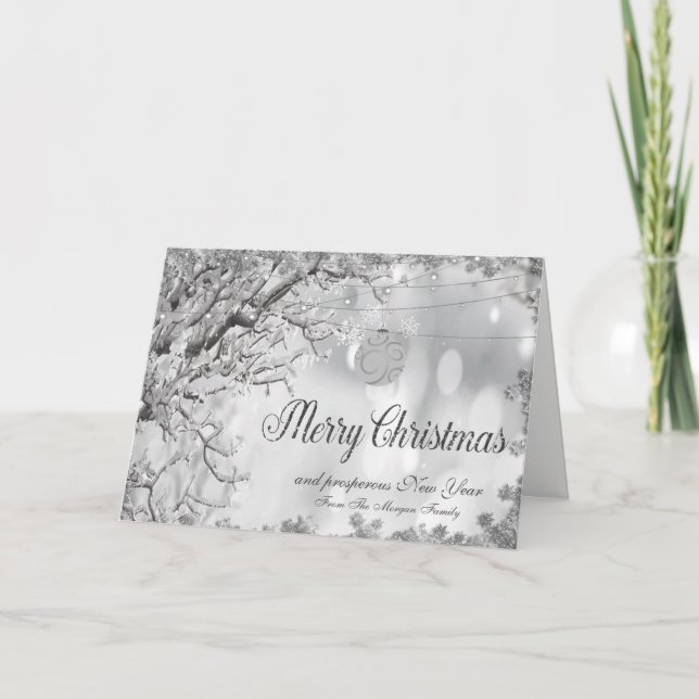 Cartão De Festividades Feliz Natal,Árvore de Natal, Bola (Frente)