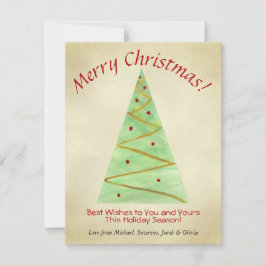 Cartão De Festividades Feliz Natal! Árvore de Natal em Aquarela Simples