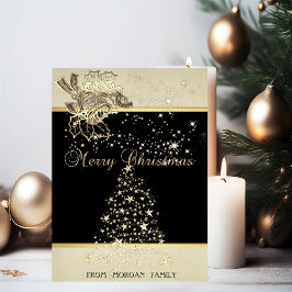 Cartão De Festividades Feliz Natal,Árvore de Natal,Estrelas,Campainha