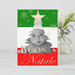 Cartão De Festividades Feliz Natal Árvore de Natal Italiana com Foto Pers