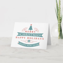 Cartão De Festividades Feliz Natal Árvore Dobrada Feriado