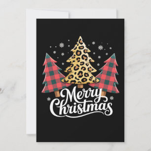 Cartão De Festividades Feliz Natal Árvore Xmas Férias Plaid Leopardo