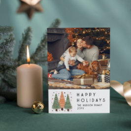 Cartão De Festividades Feliz Natal Árvores Foto Simples