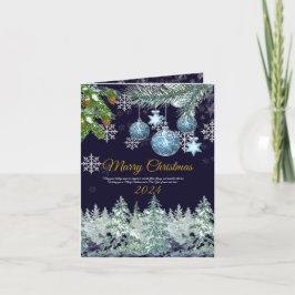 Cartão De Festividades Feliz Natal azul marinho rústico tradicional