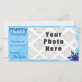 Cartão De Festividades Feliz Natal Azul Themed Floco de Neve