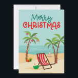Cartão De Festividades Feliz Natal Beach<br><div class="desc">Belo cartão de Natal com um fundo festivo de praia.</div>