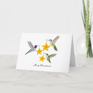 Cartão De Festividades Feliz Natal Beija-flores e Estrelas de Anna 