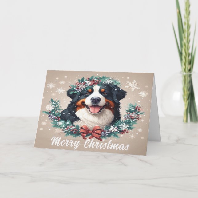 Cartão De Festividades Feliz Natal Bernese Cachorro da Montanha Xmas (Frente)