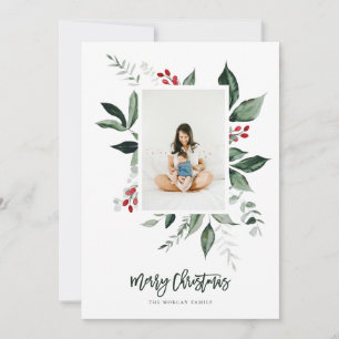 Cartão De Festividades Feliz Natal Berry Foto Botânica