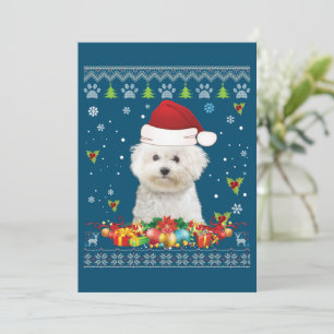 Cartão De Festividades Feliz Natal Bichons Frise Cachorro Suéter Feio 