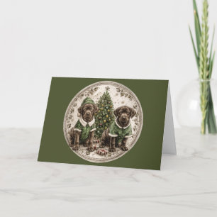 Cartão De Festividades Feliz Natal Black Labrador Retriever Puppy