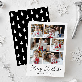 Cartão De Festividades Feliz Natal Black Script 6 Colagem de Fotos