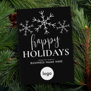 Cartão De Festividades Feliz Natal Black White Logotipo Moderno preto Neg