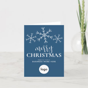 Cartão De Festividades Feliz Natal Blue Modern Logotipo para Empresas