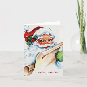 Cartão De Festividades Feliz Natal Bonito Papai Noel Antigo