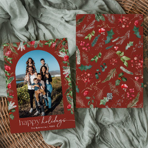 Cartão De Festividades Feliz Natal Borgonha Botânica 1 Foto