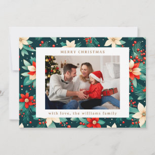 Cartão De Festividades Feliz Natal Botânica Verdura Duas Fotos