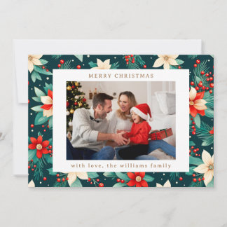 Cartão De Festividades Feliz Natal Botânica Verdura Duas Fotos