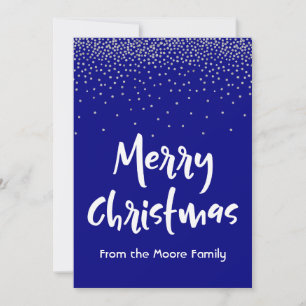 Cartão De Festividades Feliz Natal Branco com Marinho e Silver Confetti 2