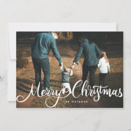 Cartão De Festividades feliz natal branco grande, foto em letras grandes