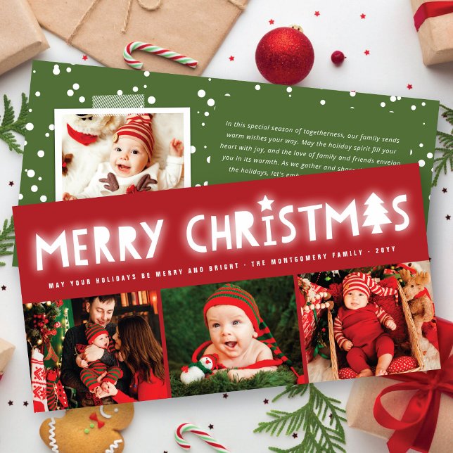 Cartão De Festividades Feliz Natal Brilhante Árvore Quente Moderna 3 Foto (Criador carregado)