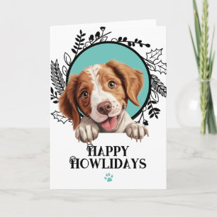 Cartão De Festividades Feliz Natal Brittany Cachorro Howlidays