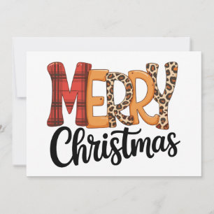 Cartão De Festividades Feliz Natal Búfalo Xadrez Vermelho Guepardo Leopar