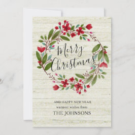 Cartão De Festividades Feliz Natal Burgundy Flórida rusticida de inverno