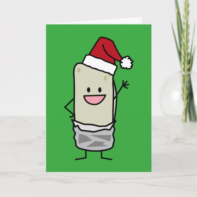 Cartão De Festividades Feliz Natal Burrito Fazendo Alô Papai Noel (Frente)