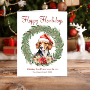 Cartão De Festividades Feliz Natal Cachorrinho Beagle Fofo