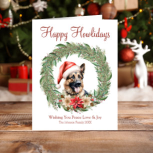 Cartão De Festividades Feliz Natal Cachorrinho Bonito Pastor Alemão