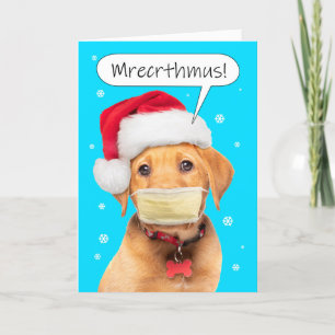 Cartão De Festividades Feliz Natal Cachorrinho Fala Abafada na Máscara Fa