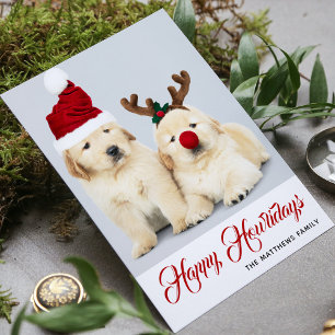 Cartão De Festividades Feliz Natal Cachorrinho Festa de Fotos de Natal