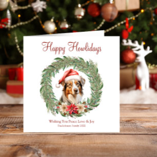 Cartão De Festividades Feliz Natal Cachorrinho Fofo de Pastor Australiano