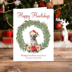 Cartão De Festividades Feliz Natal Cachorrinho Francês Bonito