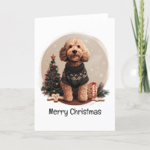 Cartão De Festividades Feliz Natal Cachorro de Cachorro de Goldendoodle