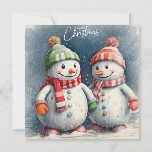 Cartão De Festividades Feliz Natal - Cachorro de Neve