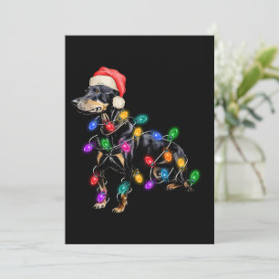 Cartão De Festividades Feliz Natal Cachorro Enroscado em Luzes